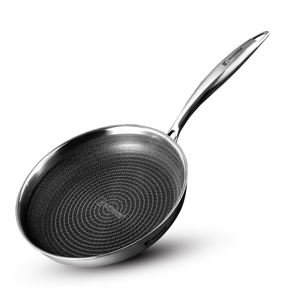 Bergner Hi-Tech TriPly Stainless Steel 20cm Fry Pan, Honeycomb Non-Stick, Induction Bottom