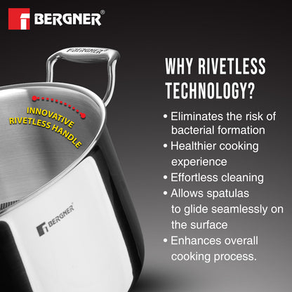 Hi-Tech Tri-Ply Non-Stick Stainless Steel Casserole with Induction Bottom