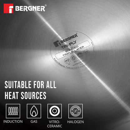 Hi-Tech Tri-Ply Non-Stick Stainless Steel Casserole with Induction Bottom