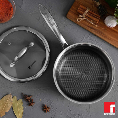 Bergner Hi-Tech Tri-Ply Stainless Steel Non-Stick 1.6L Saucepan, Induction Ready