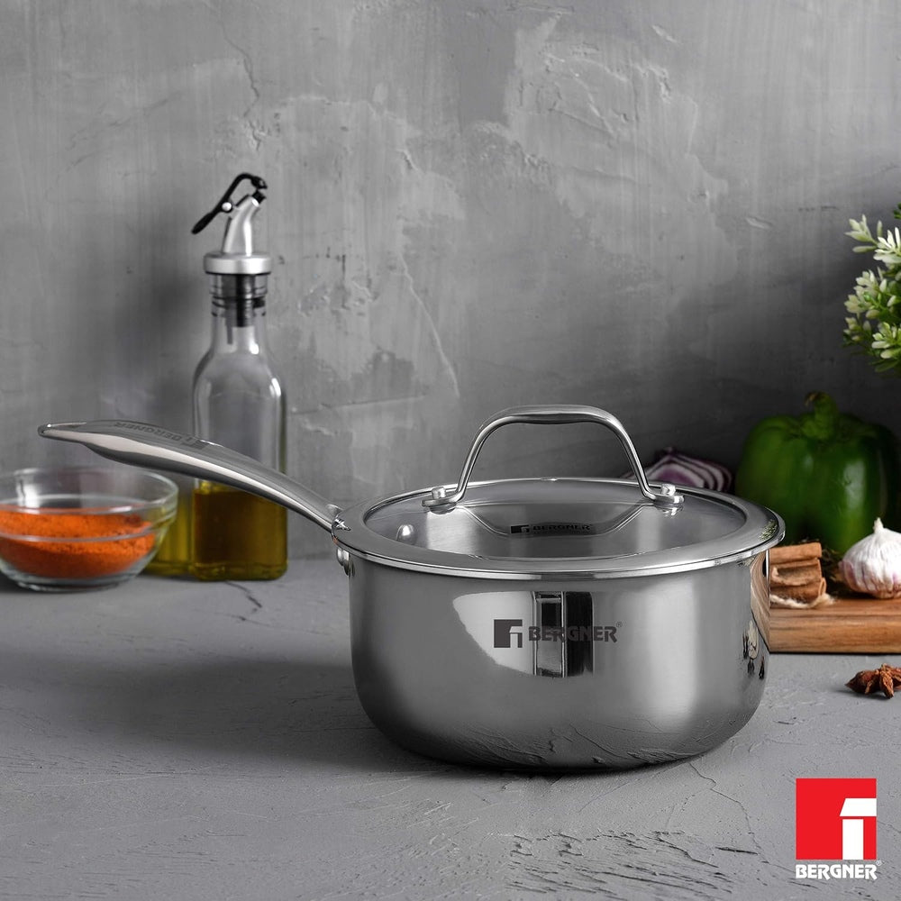 Bergner Hi-Tech Tri-Ply Stainless Steel Non-Stick 1.6L Saucepan, Induction Ready