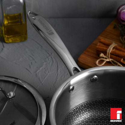 Bergner Hi-Tech Tri-Ply Stainless Steel Non-Stick 1.6L Saucepan, Induction Ready
