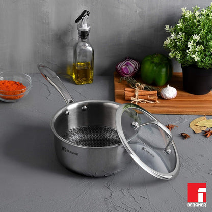 Bergner Hi-Tech Tri-Ply Stainless Steel Non-Stick 1.6L Saucepan, Induction Ready