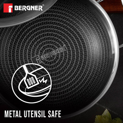 Bergner Hitech Tri-Ply Stainless Steel Non-Stick Kadai - Induction Bottom