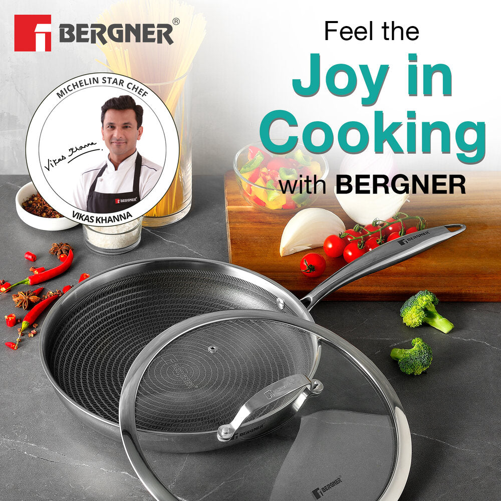 Bergner Hi-Tech Tri-Ply Stainless Steel Non-Stick Frypan 28cm Induction Ready