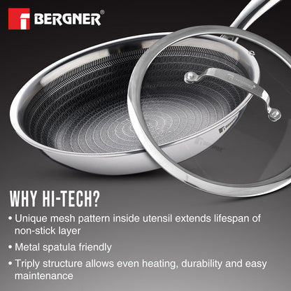 Bergner Hitech Tri-Ply Stainless Steel Non-Stick Frypan, 11-inch Induction Ready