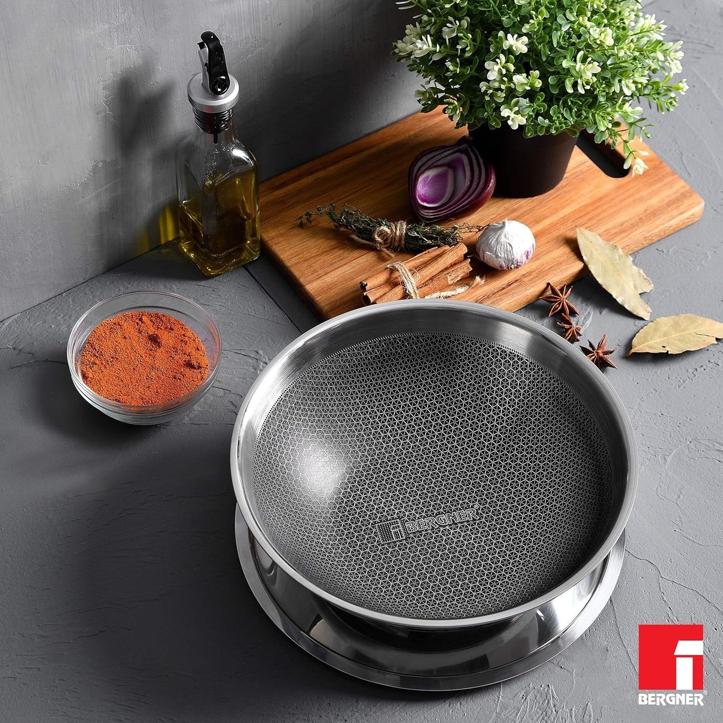 Hitech Tri-Ply Stainless Steel Non-Stick Tasra, Induction Bottom, PFOA-Free Cookware