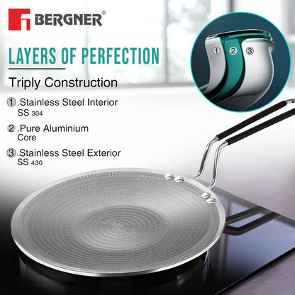 Bergner Hi-Tech Giro X Ceramic Triply 11-inch Induction Roti Tawa Pan