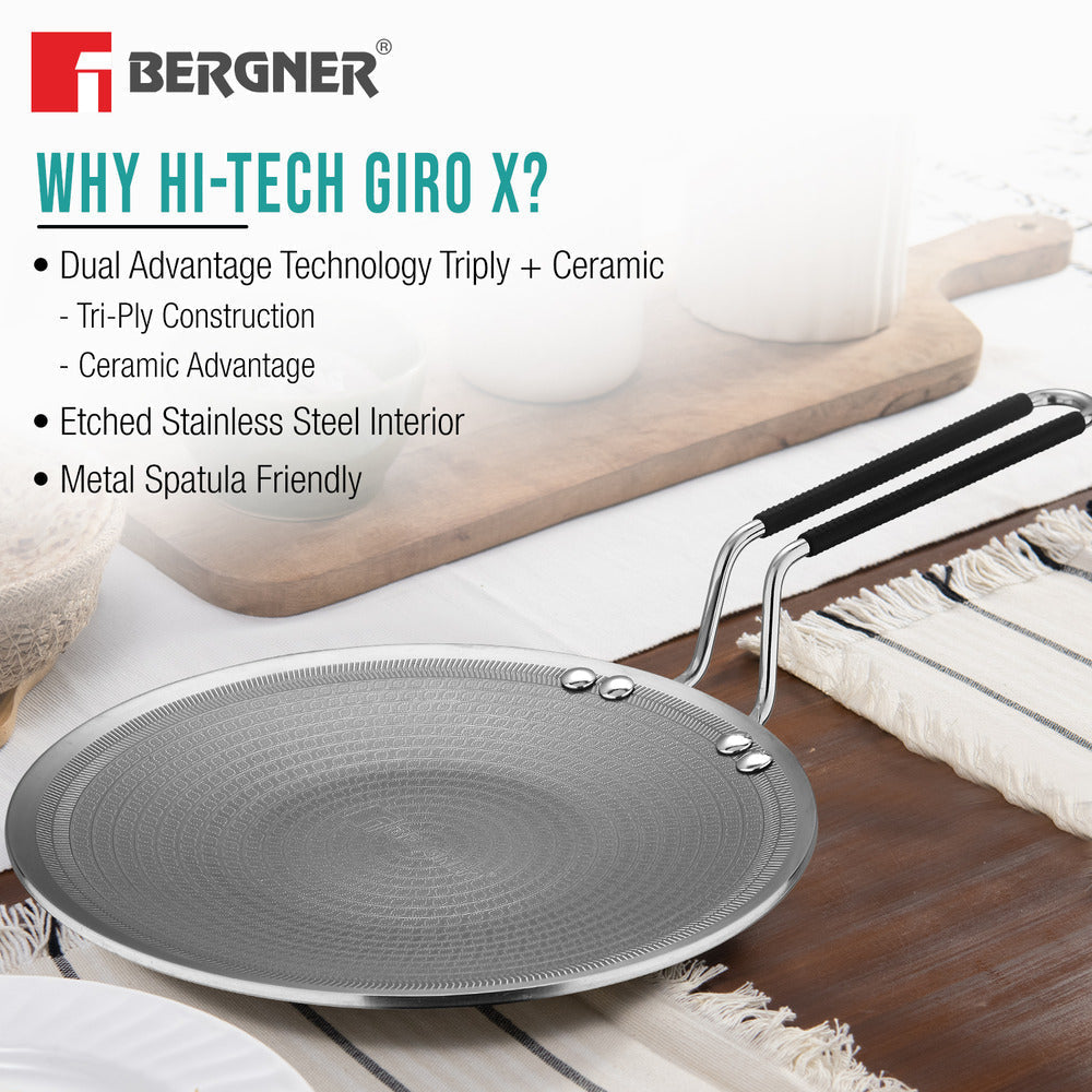 Bergner Hi-Tech Giro X Ceramic Triply 11-inch Induction Roti Tawa Pan
