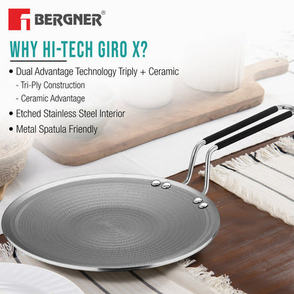 Bergner Hi-Tech Giro X Ceramic Triply 11-inch Induction Roti Tawa Pan