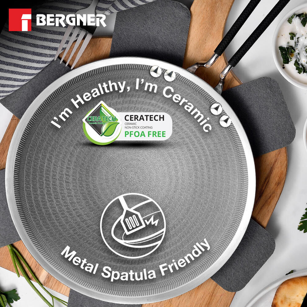 Bergner Hi-Tech Giro X Ceramic Triply 11-inch Induction Roti Tawa Pan