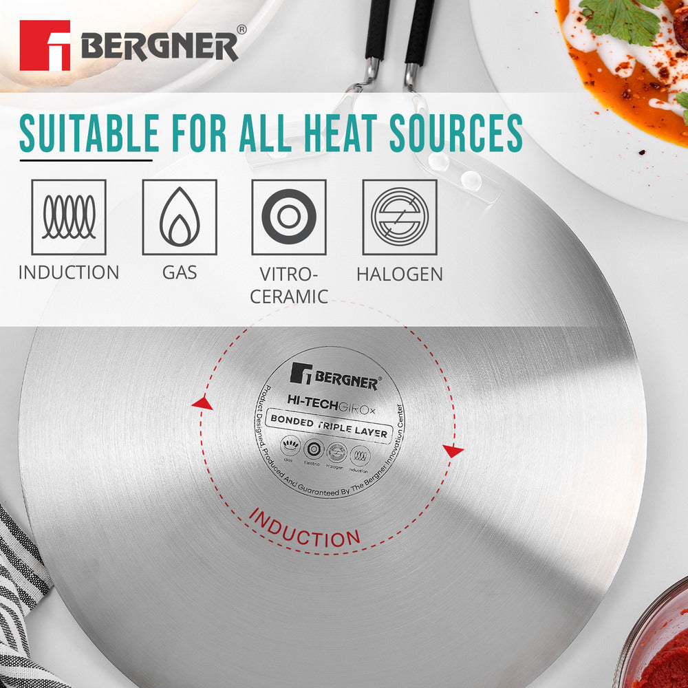 Bergner Hi-Tech Giro X Ceramic Triply 11-inch Induction Roti Tawa Pan