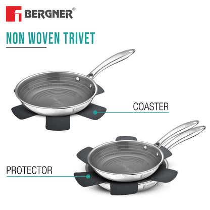 Bergner Hi-Tech Giro X 24cm Ceramic Kadai with Glass Lid, Induction Safe, Non-Stick