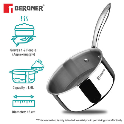 Hi-Tech Giro X Ceramic 16cm 1.6L Saucepan with Induction Bottom, Steel Guard