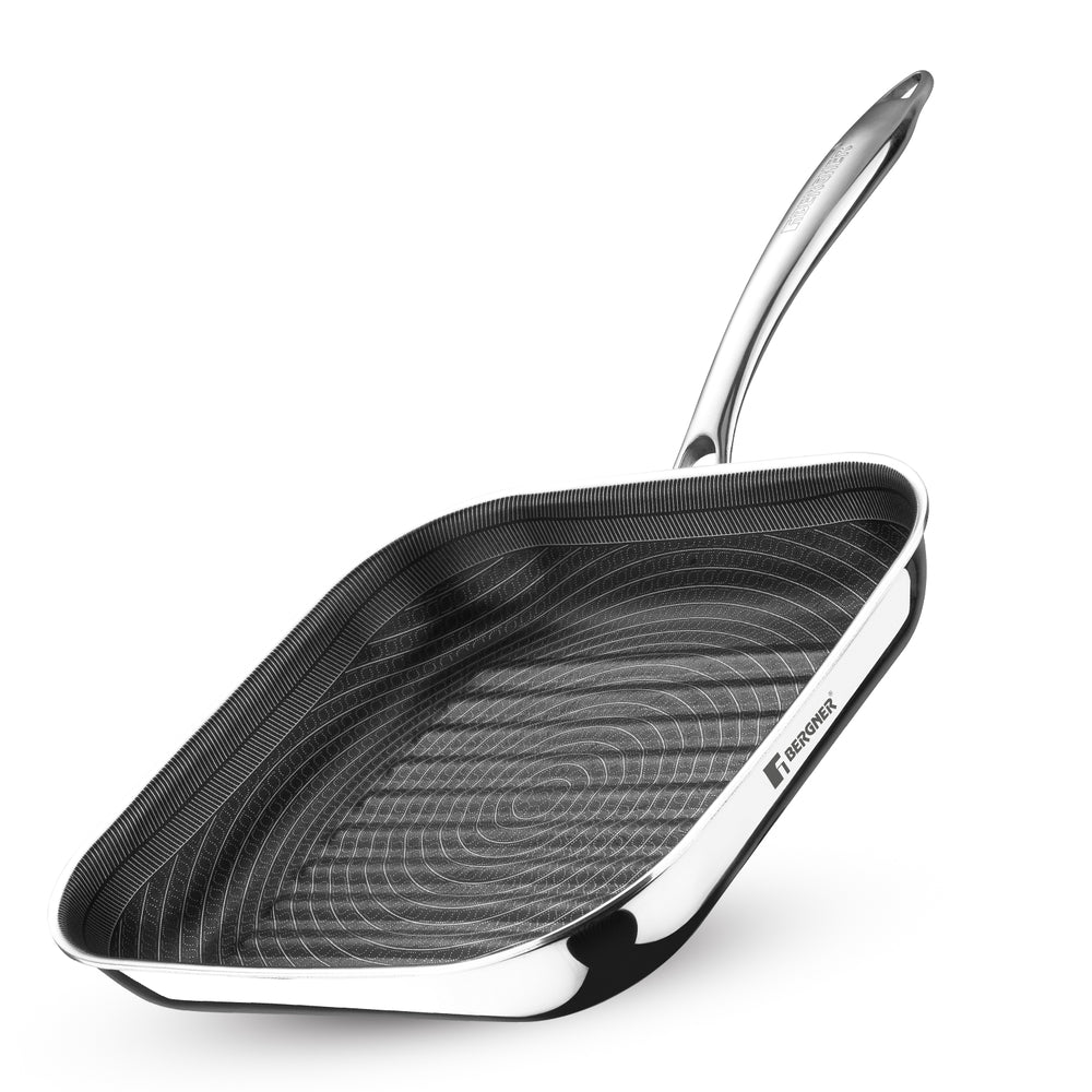 Bergner Tri-Ply Stainless Steel Non-Stick 9.45-inch Induction Grill Pan