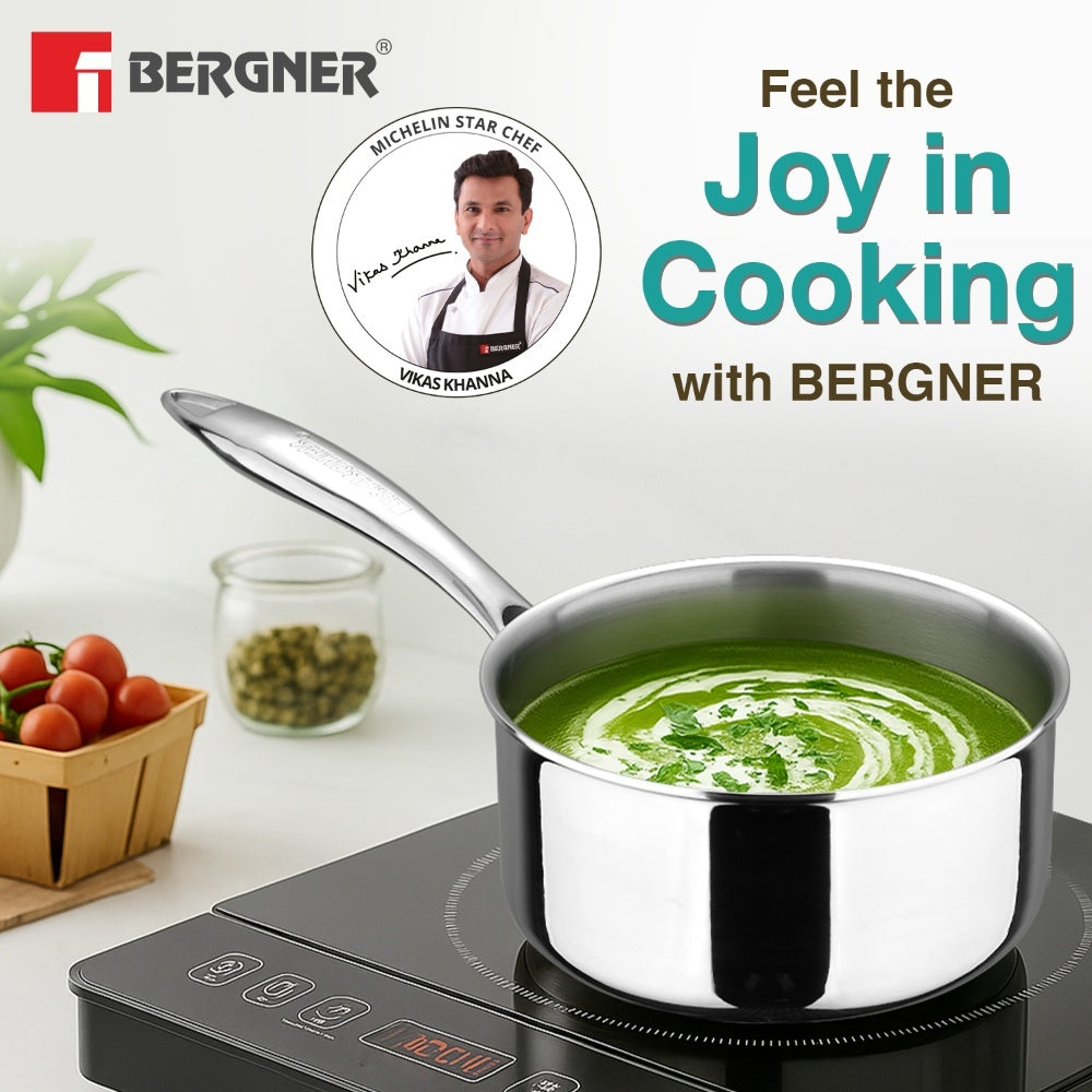 Bergner Argent Tri-Ply Stainless Steel 2.2L Induction Saucepan with Stay-Cool Handle