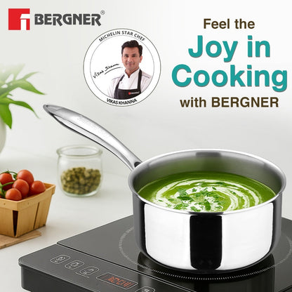 Bergner Argent Tri-Ply Stainless Steel 2.2L Induction Saucepan with Stay-Cool Handle