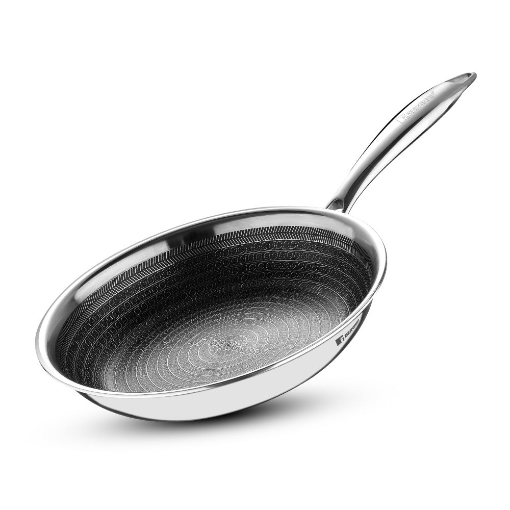 Bergner Hitech Giro TriPly 8-Inch Frypan, Honeycomb Non-Stick, Induction Ready