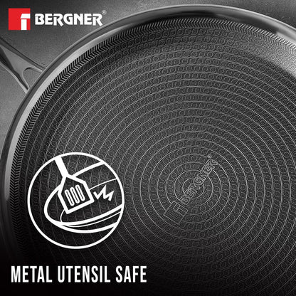Bergner Tri-Ply Hi-Tech Giro 28cm Dosa Tawa: Non-Stick Honeycomb, Induction Ready