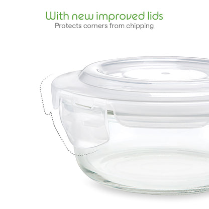 Borosil Pro Leakproof Borosilicate Glass Round Lunchbox Set with Bag