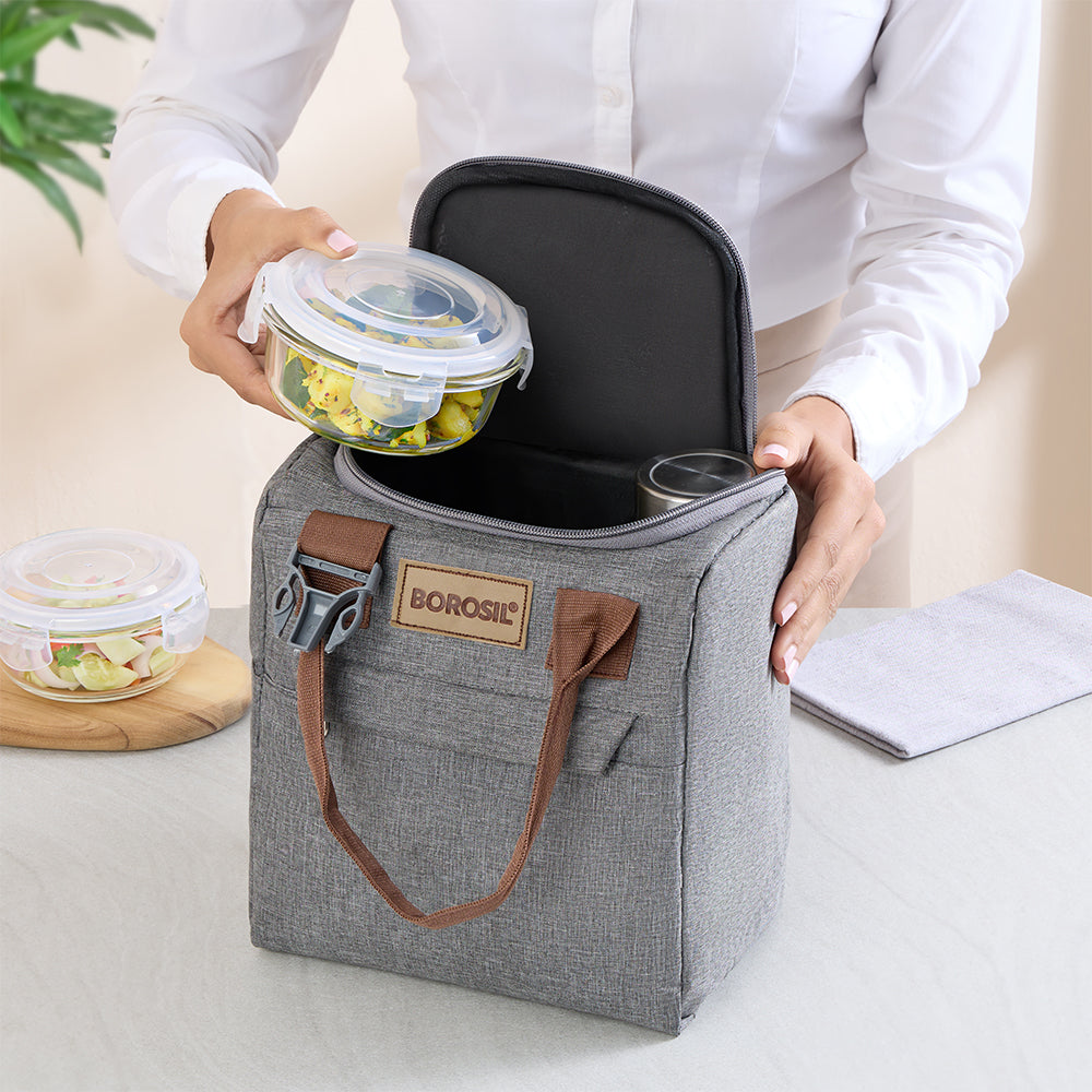 Borosil Pro Borosilicate Glass Lunch Box Set with Bottle