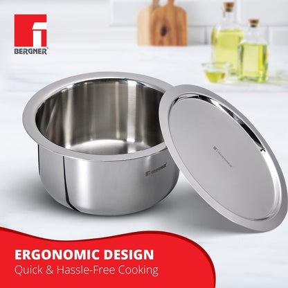 Bergner TriPro Tri-Ply Stainless Steel 6L Tope with Lid for Induction Gas