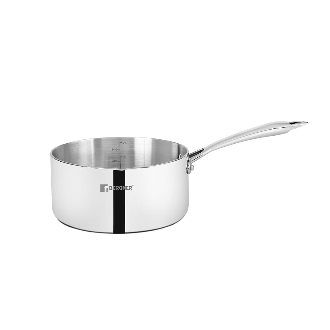 Bergner Argent Tri-Ply Stainless Steel 16cm Saucepan with Induction Bottom