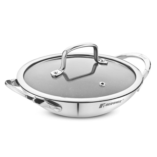 Bergner Argent Samsara Tri-Ply Stainless Steel 21cm Non-Stick Appachetty Cookware