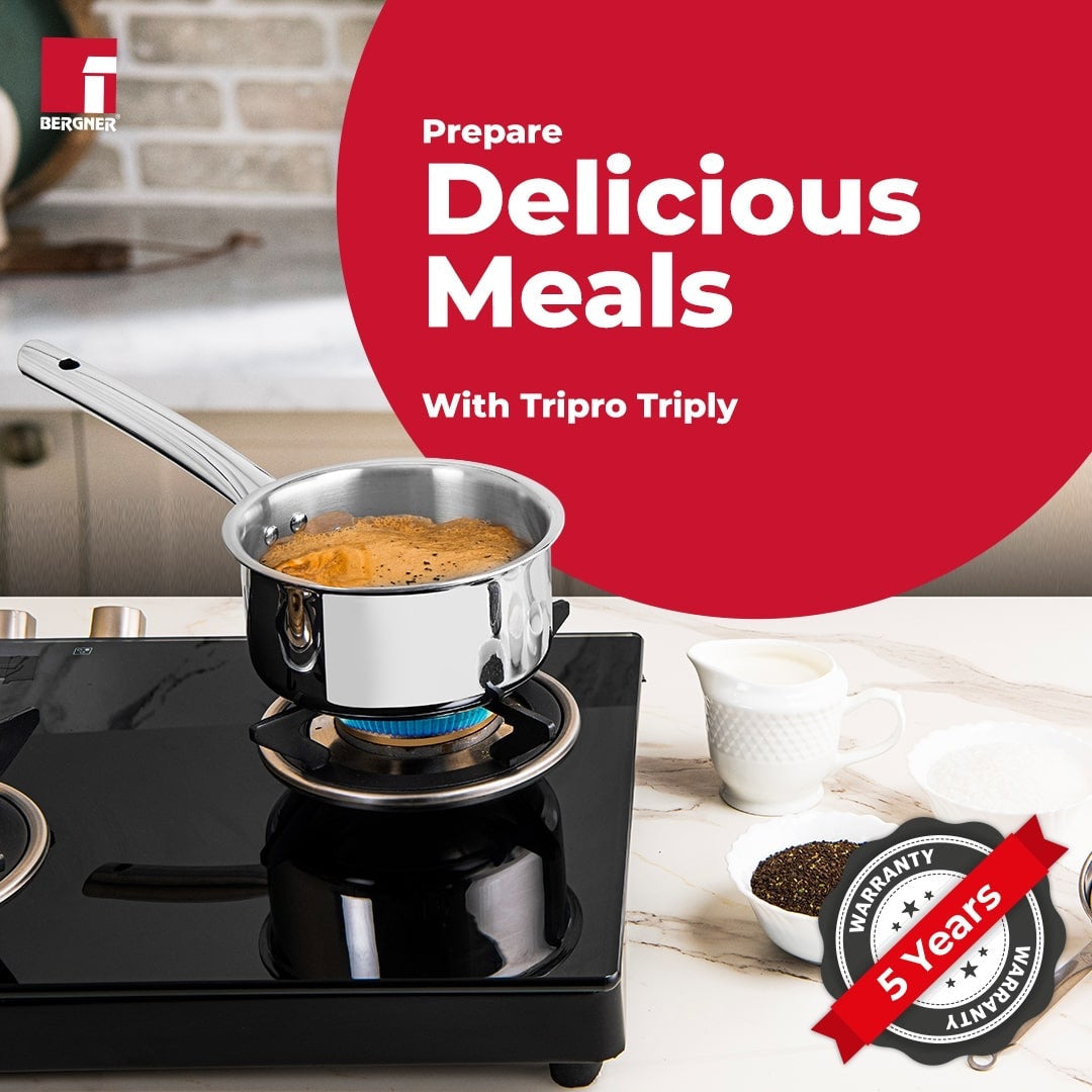 TriPro Tri-Ply Stainless Steel Saucepan, Induction Compatible, Ergonomic Handle