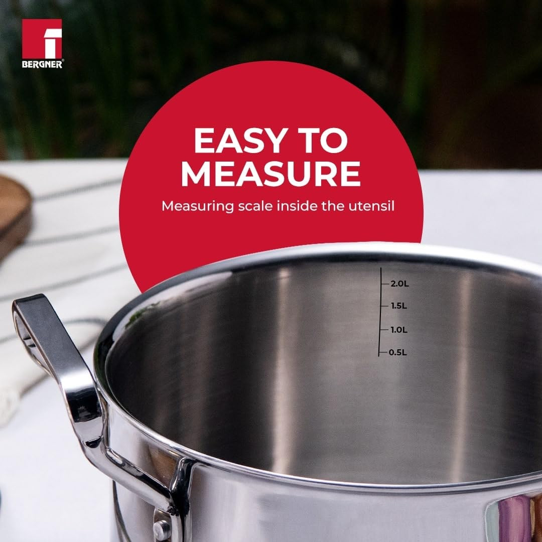 Bergner TriPro Tri-Ply Stainless Steel 3.4 Quart Casserole Cook & Serve Pot