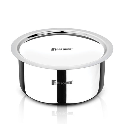 Bergner Argent Tri-Ply Stainless Steel 24cm Tope with Lid, Induction Safe