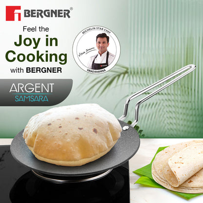 Bergner Argent Samsara Tri-Ply Stainless Steel Roti Tawa, Non-Stick, Induction Compatible Cookware