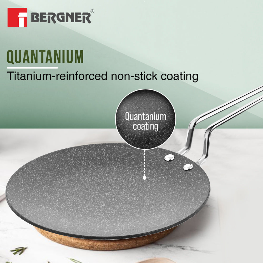 Bergner Argent Samsara Tri-Ply Stainless Steel Roti Tawa, Non-Stick, Induction Compatible Cookware