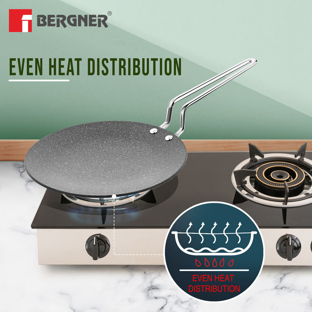 Bergner Argent Samsara Tri-Ply Stainless Steel Roti Tawa, Non-Stick, Induction Compatible Cookware