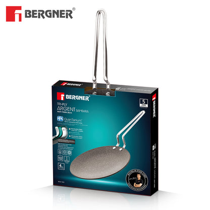 Bergner Argent Samsara Tri-Ply Stainless Steel Roti Tawa, Non-Stick, Induction Compatible Cookware