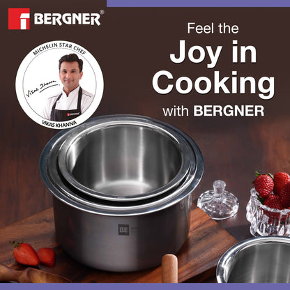 Bergner BE Essentials Tri-Ply Stainless Steel 22cm Cooking Pot with Lid