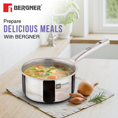 Bergner BE Essentials Era TriPly Stainless Steel 7-Inch Induction Teapan Saucepan