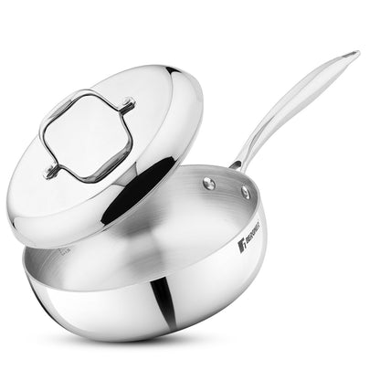 Bergner Argent Saira Tri-Ply Stainless Steel 22cm Frypan with Lid, Induction Ready