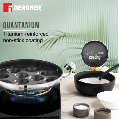 Bergner Argent Samsara Tri-Ply Stainless Steel 11-Pit Paniyarakkal Induction Cookware