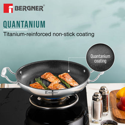 Bergner Argent Samsara Tri-Ply Stainless Steel Induction Round Grill Pan 10.2-inch