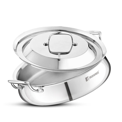 Bergner Argent Samsara Tri-Ply Stainless Steel Biryani Handi, 28cm, Induction Ready
