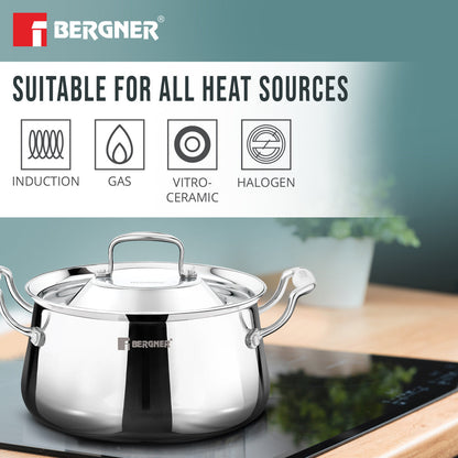 Bergner Argent Samsara Tri-Ply Stainless Steel 8.5 Quart Biryani Handi