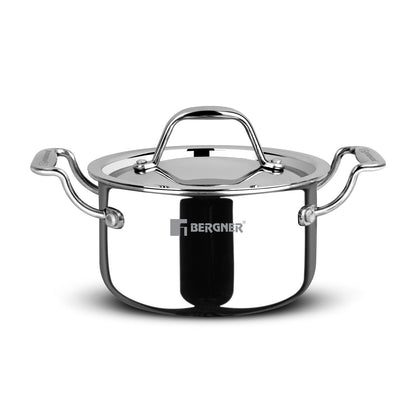 Bergner Argent Tri-Ply Stainless Steel Mini Casserole, Healthy Cooking Pot