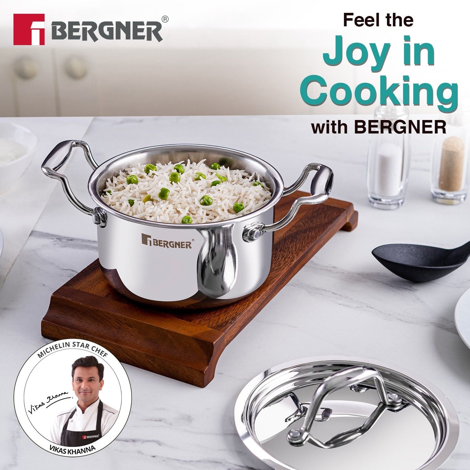 Bergner Argent Tri-Ply Stainless Steel Mini Casserole, Healthy Cooking Pot