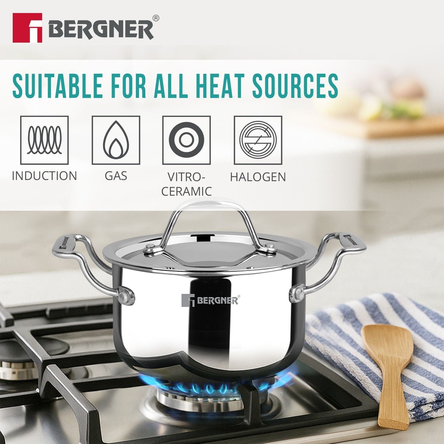 Bergner Argent Tri-Ply Stainless Steel Mini Casserole, Healthy Cooking Pot