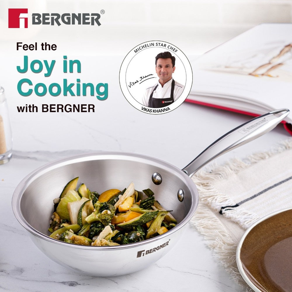 Bergner Argent Junior Chef Tri-Ply Stainless Steel 7-Inch Mini Wok