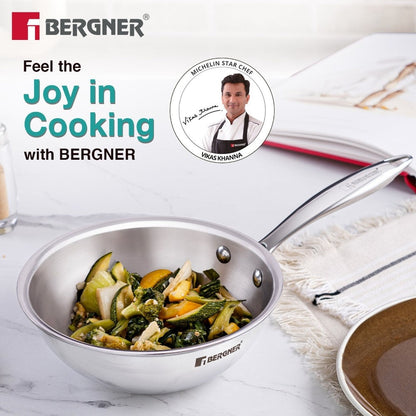 Bergner Argent Junior Chef Tri-Ply Stainless Steel 7-Inch Mini Wok