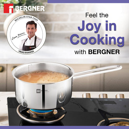 Bergner Tri-Ply Stainless Steel 18cm Teapan Milk Pan Induction Ready