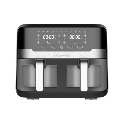 MasterPro 9L Dual Basket Air Fryer with Transparent Windows