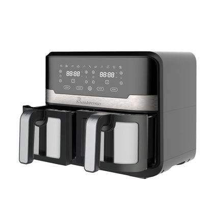 MasterPro 9L Dual Basket Air Fryer with Transparent Windows
